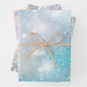 Aqua Blue White Bokeh Birthday Geschenkpapier Set (Beispiel)