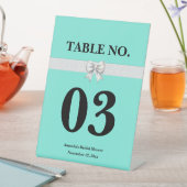 Aqua Blue White Bow Brautparty Sockelschild (In Situ)