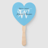 Aqua Blue & White Chic Monogram Wedding Program Fächer (Vorderseite)