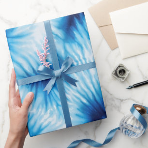 Aqua Blue White Gefärbte Krawatte Geschenkpapier