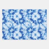 Aqua Blue White Gefärbte Krawatte Geschenkpapier Set (Vorderseite 3)