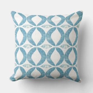 Aqua Blue & White Geometric Throw Kissen