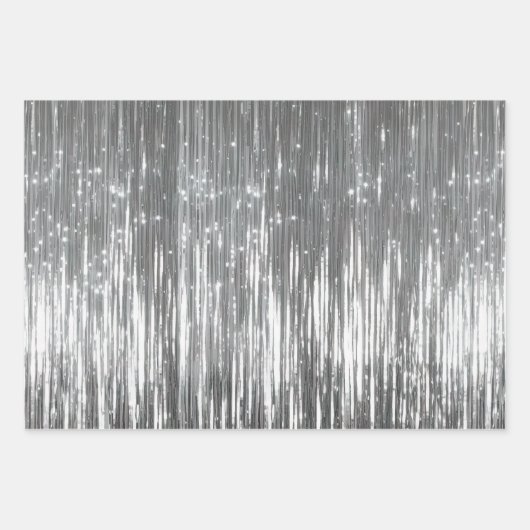 Aqua Blue White Glam Tinsel Stripes Geschenkegel Geschenkpapier Set (Vorderseite 2)