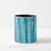 Aqua Blue White Glam Tinsel Stripes Geschenkegel Tasse (Zentrum)