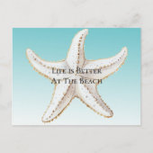 Aqua Blue White Gold Starfish Beach Postkarte (Vorderseite)