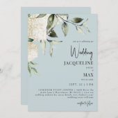 Aqua Blue White Hydrangeas Wedding Einladung (Vorne/Hinten)