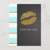 Aqua Blue & White Imitate Goldschimmer Lippen Even