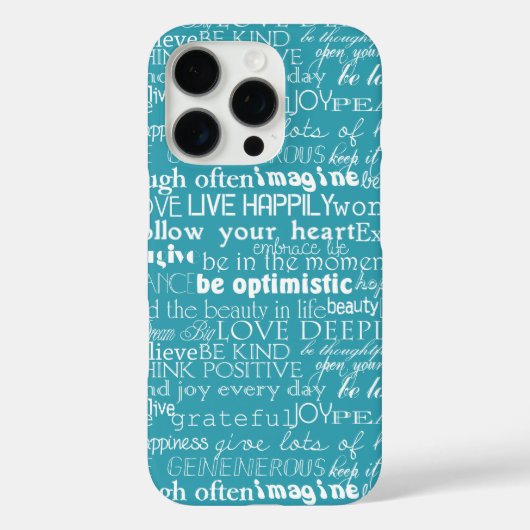Aqua Blue White Inspirational Words Case-Mate iPhone Hülle (Rückseite)
