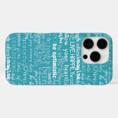 Aqua Blue White Inspirational Words Case-Mate iPhone Hülle (Rückseite (Horizontal))