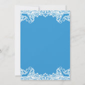 Aqua Blue & White Lace Elegante Hochzeit Einladung (Rückseite)