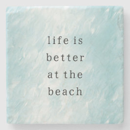 Aqua Blue White Ocean Steinuntersetzer