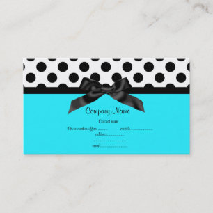 AQUA BLUE WHITE POLKA DOT BOW BUSINESS CARD VISITENKARTE