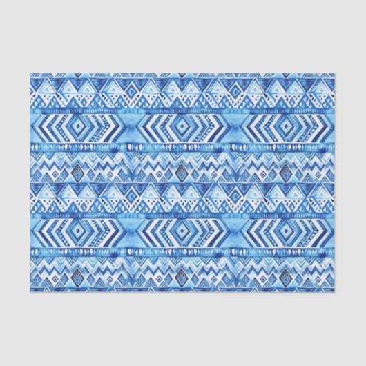 Aqua Blue White Tribal Stripes Birthday Seidenpapier (Vorderseite)