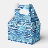 Aqua Blue White Tribal Stripes Dots Geschenkschachtel (Vorderseite)