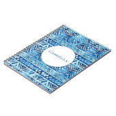 Aqua Blue White Tribal Stripes Dots Notizblock (Linke Seite)