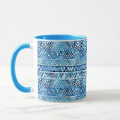 Aqua Blue White Tribal Stripes Dots Tasse (Links)