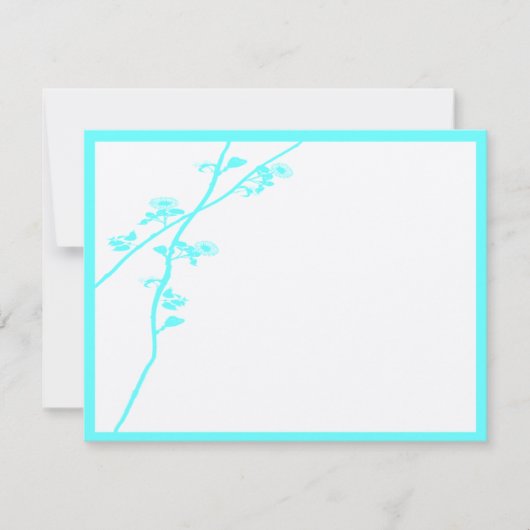 Aqua Blue Wild Blume Branch Wedding RSVP Karte (Vorderseite)