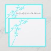 Aqua Blue Wild Blume Branch Wedding RSVP Karte (Vorne/Hinten)