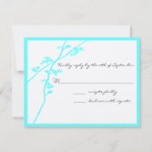 Aqua Blue Wild Blume Branch Wedding RSVP Karte (Rückseite)