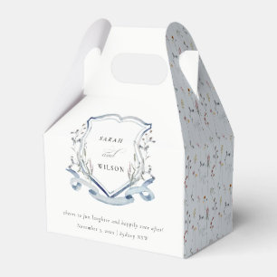 Aqua Blue Wildblume Watercolor Wappen Hochzeit Geschenkschachtel