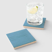 Aqua Blue Woodgrain Square Untersetzer (Seitenansicht)