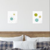 Aqua Blue Yellow Atomic Sternexplosion Atom Mitte Bilderwand Sets (Schlafzimmer)