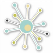 Aqua Blue Yellow Atomic Sternexplosion Mitteljahrh Aufkleber (Vorderseite)