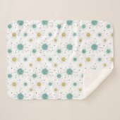 Aqua Blue Yellow Atomtern Muster Mitte Jahrhundert Sherpadecke (Vorderseite (Horizontal))