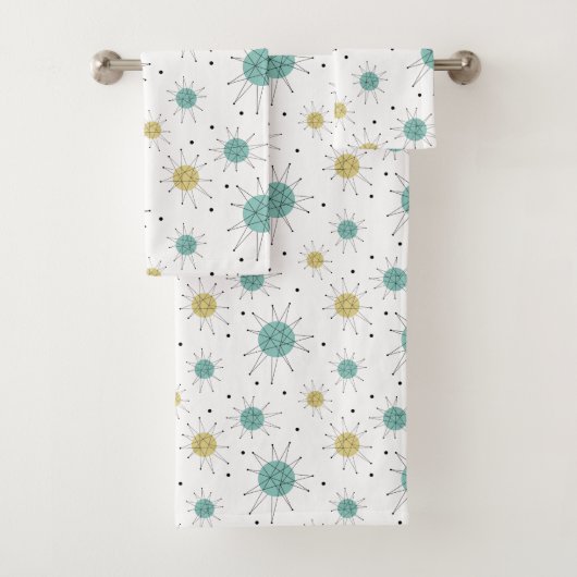 Aqua Blue Yellow Franciscan Sternexplosion Mitte J Badhandtuch Set (Insitu)