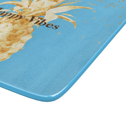 Aqua Blue Yellow Gold Ananas Schneidebrett (Ecke)