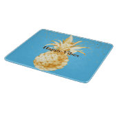 Aqua Blue Yellow Gold Ananas Schneidebrett (Ecke)