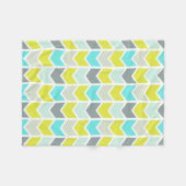 Aqua Blue Yellow Grey Geometric Zickzack Muster Fleecedecke (Vorderseite (Horizontal))