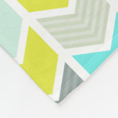 Aqua Blue Yellow Grey Geometric Zickzack Muster Fleecedecke (Ecke)