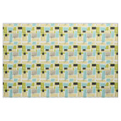Aqua Blue Yellow Rectangle Mid Century Pattern Stoff (Yard (91,4 cm))