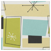 Aqua Blue Yellow Rectangle Mid Century Pattern Stoff (Nahaufnahme)