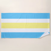 Aqua Blue Yellow White Cabana Strip Strandtuch (Vorderseite)