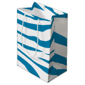 Aqua Blue Zebra Print Mittlere Geschenktüte (Vorderseite Schrägansicht)