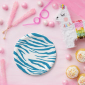 Aqua Blue Zebra Print Pappteller (Party)