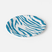 Aqua Blue Zebra Print Pappteller (Schrägansicht)