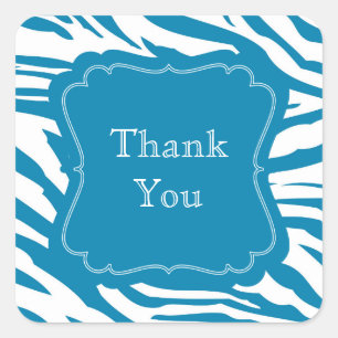 Aqua Blue Zebra Print Quadratischer Aufkleber