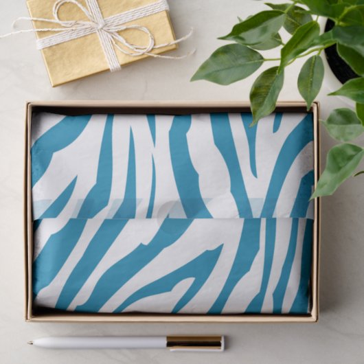 Aqua Blue Zebra Print Seidenpapier (Geschenk)