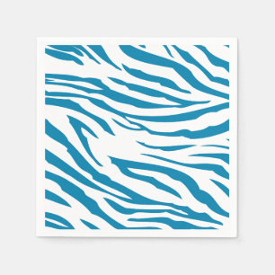 Aqua Blue Zebra Print Serviette