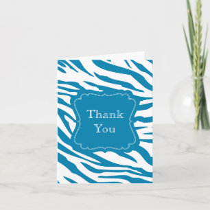 Aqua Blue Zebra Print Vielen Dank Dankeskarte