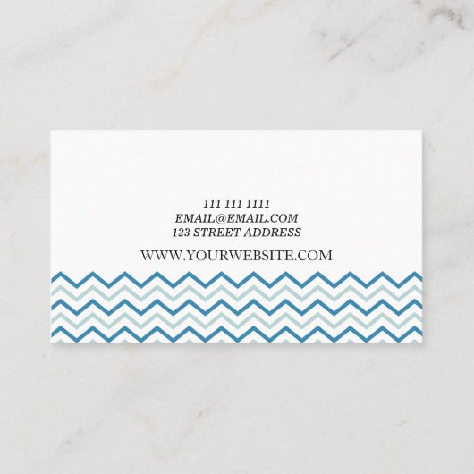 Aqua Blue Zickzack Pattern Boutique Visitenkarte (Rückseite)