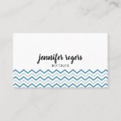Aqua Blue Zickzack Pattern Boutique Visitenkarte (Vorderseite)