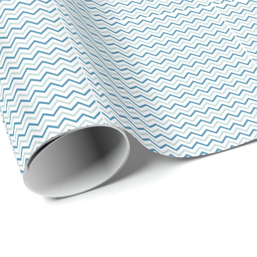 Aqua Blue Zickzack Pattern Geschenkpapier (Rolleneckpunkt)