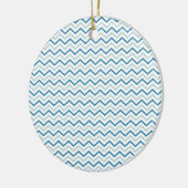 Aqua Blue Zickzack Pattern Keramik Ornament (Links)