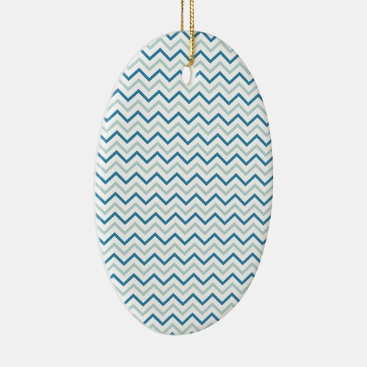Aqua Blue Zickzack Pattern Keramikornament (Rechts)