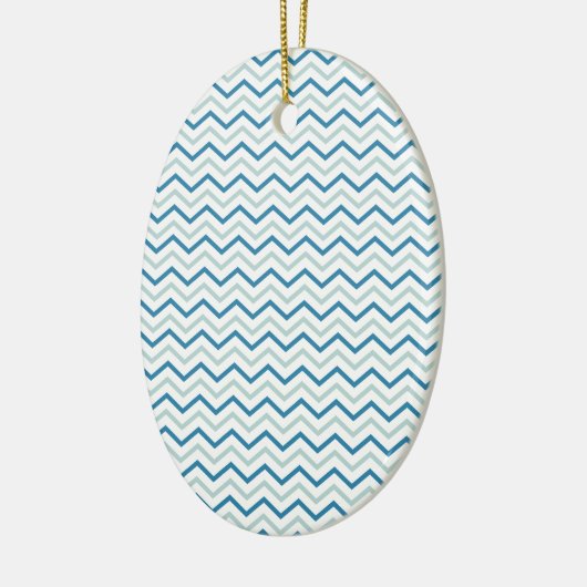 Aqua Blue Zickzack Pattern Keramikornament (Links)
