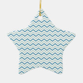 Aqua Blue Zickzack Pattern Keramikornament (Vorne)